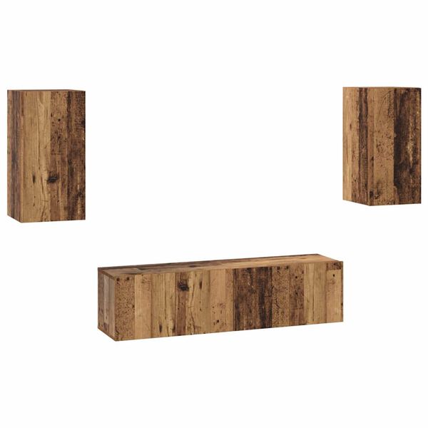 vidaXL TV-Schrankset Wandmontiert 4 pcs Altholz Holzwerkstoff