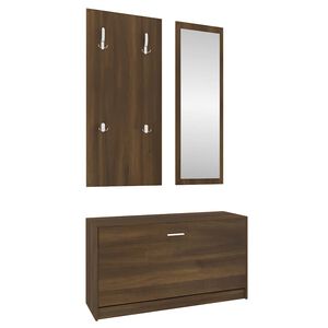 vidaXL 3-tlg. Flurm&ouml;bel-Set Braun Eichen-Optik Holzwerkstoff