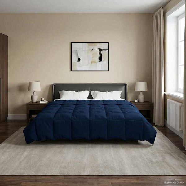 vidaXL Winterbettdecke Gepolstert Dunkelblau 220 x 240 cm Mikrofaser