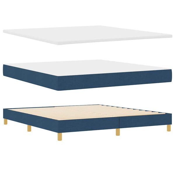 vidaXL Boxspringbett mit Matratze mit Kopfteil Blau 200 x 180 cm Stoff