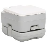 vidaXL Camping-Toilette Tragbar Grau und Weiß 10+10 L HDPE