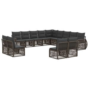 vidaXL Gartensofa-set 13 stk. Grau und Dunkelgrau Poly-Rattan