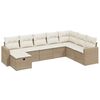 vidaXL 8-tlg. Garten-Sofagarnitur mit Kissen Beige Poly Rattan