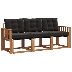 vidaXL Outdoor-Sofagarnitur mit Kissen 3 pcs Nat&uuml;rlich und Schwarz