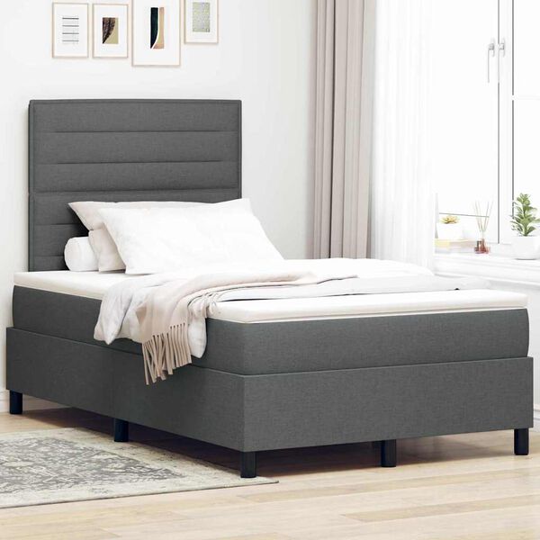 vidaXL Boxspringbett mit Matratze Dunkelgrau 120 x 200 cm Stoff