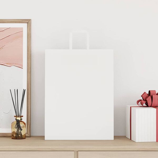 vidaXL Papiertragetaschen 250 Stk. mit Henkeln Wei&szlig; 32x12x42 cm