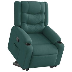 vidaXL Relaxsessel mit Aufstehhilfe Dunkelgr&uuml;n Stoff