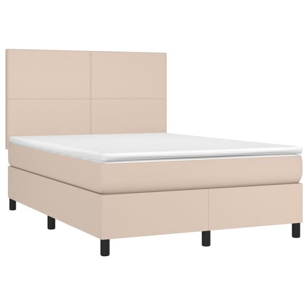vidaXL Boxspringbett Matratze Cappuccino-Braun 140x200cm Kunstleder