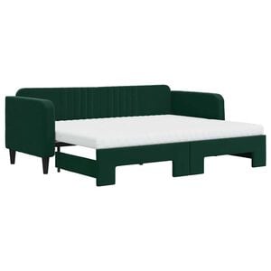 vidaXL Tagesbett Ausziehbar mit Matratzen Dunkelgr&uuml;n 80x200 cm Samt