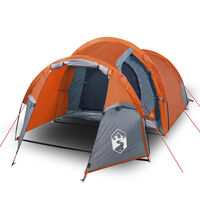 vidaXL Campingzelt 4 Personen Grau & Orange 360x135x105 cm 185T Taft