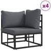 vidaXL Gartensofa-set mit Kissen 6 pcs Schwarz Aluminium