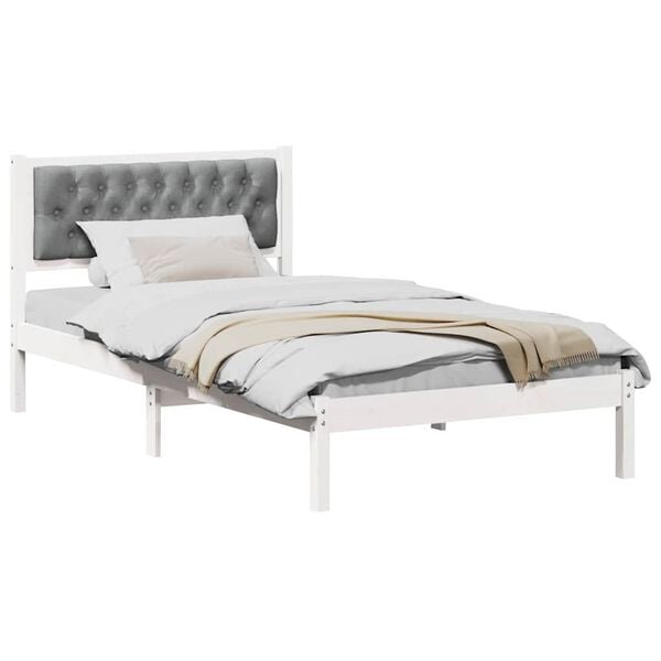 vidaXL Bettrahmen Hellgrau 100 x 200 cm Massives Kiefernholz