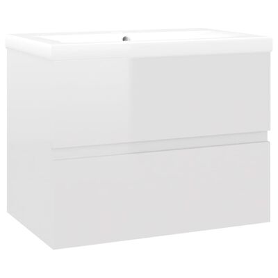 vidaXL Waschbeckenunterschrank mit Einbaubecken Hochglanz-Weiß | Unterschränke