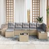 vidaXL Garten-Sofa-Set mit Kissen mit Speicher 7 pcs Beige Poly-Rattan