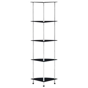 vidaXL Regal mit 5 Ablagen Schwarz 30x30x130 cm Hartglas