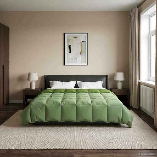 vidaXL Sommerdecke Gepolstert Gr&uuml;n 200 x 200 cm Mikrofaser