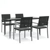 vidaXL 5-tlg. Garten-Essgruppe mit Kissen Poly Rattan und Stahl