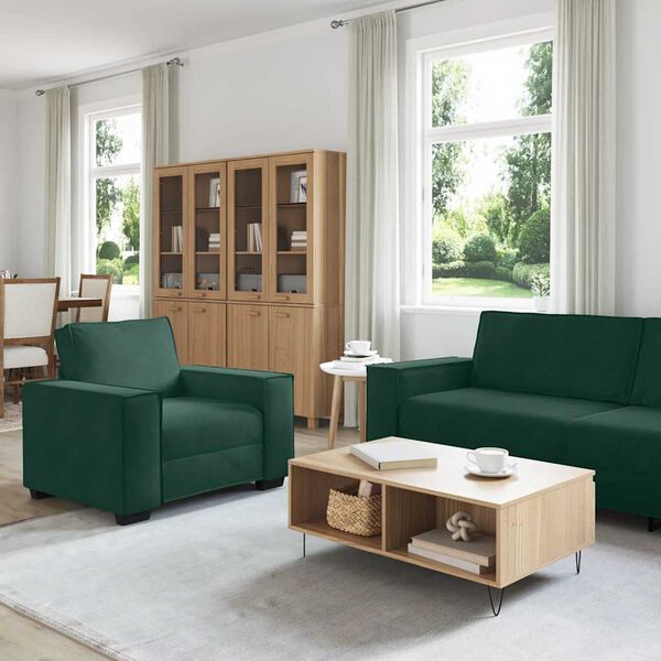 vidaXL 3-tlg. Sofagarnitur mit Kissen Dunkelgr&uuml;n Samt