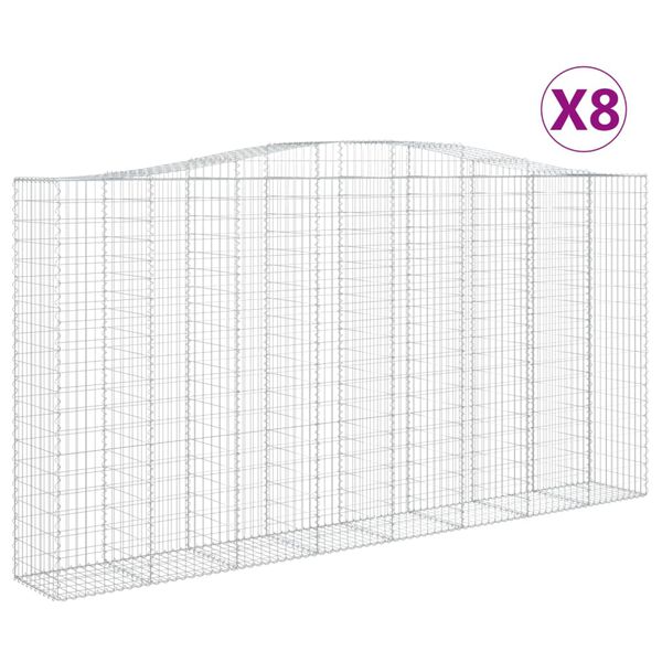vidaXL Gabionen mit Hochbogen 8 Stk. 400x50x200/220cm Verzinktes Eisen