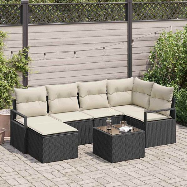 vidaXL Sofa Set 7 pcs Schwarz Poly-Rattan
