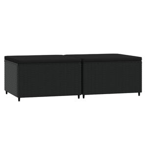 vidaXL Gartenhocker mit Kissen 2 Stk. Schwarz Poly Rattan