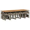 vidaXL 15-tlg. Garten-Essgruppe mit Kissen Grau Poly Rattan
