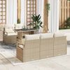vidaXL Gartensofa-set mit Kissen mit Speicher 6 pcs Beige Poly Rattan