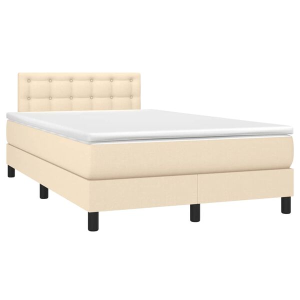 vidaXL Boxspringbett mit Matratze & LED Creme 120x200 cm Stoff