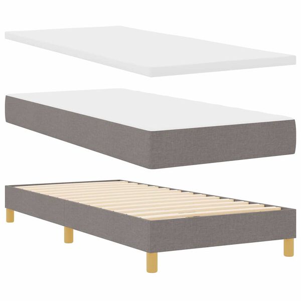 vidaXL Boxspringbett mit Matratze mit Kopfteil Taupe 90 x 200 cm Stoff