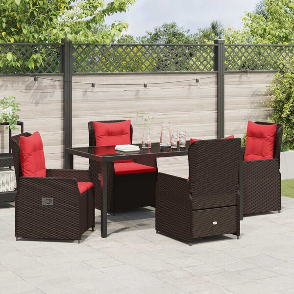 vidaXL Garten Essgruppe 5 pcs Braun Poly Rattan