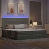vidaXL Bett mit Stauraum und LED mit LED Hellgrau 200 x 200 cm Samt