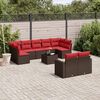 vidaXL 10-tlg. Garten-Sofagarnitur mit Kissen Braun Poly Rattan