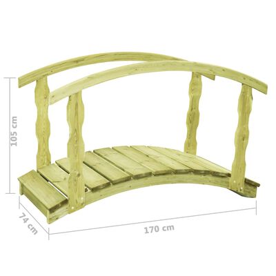 vidaXL Gartenbrücke mit Geländer 170×74×105 cm Kiefernholz Imprägniert