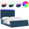 vidaXL Ottoman-Bett mit Matratzen & LEDs Dunkelblau 140x190 cm Samt