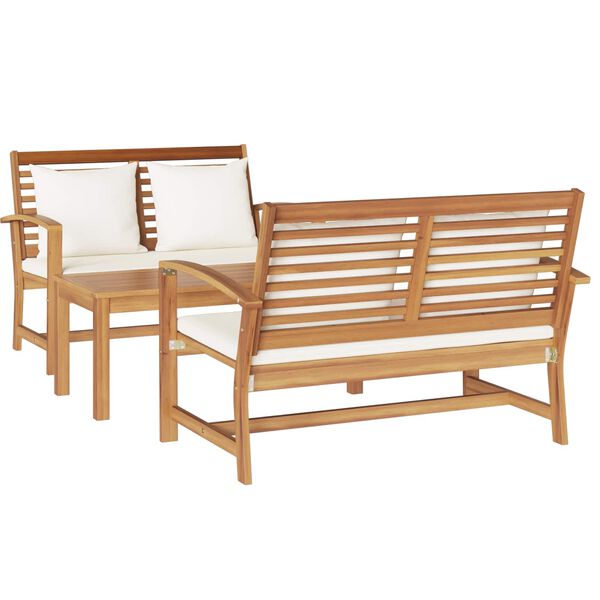 vidaXL Gartensofa-set 3 pcs Natur Massivholz Teak