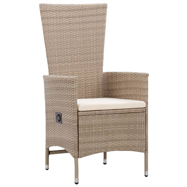 vidaXL 5-tlg. Garten-Essgruppe mit Kissen Poly Rattan Beige