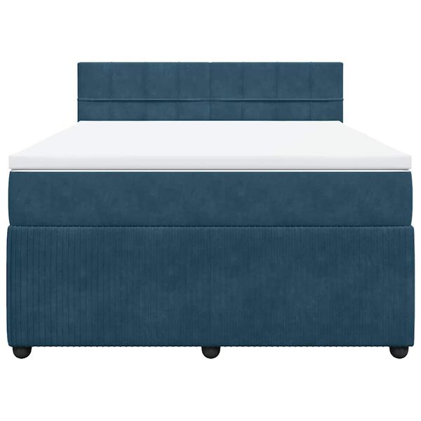 vidaXL Boxspringbett mit Matratze Blau 140x190 cm Samt