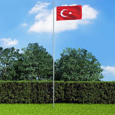 vidaXL Flagge der Türkei und Mast Aluminium 6,2 m