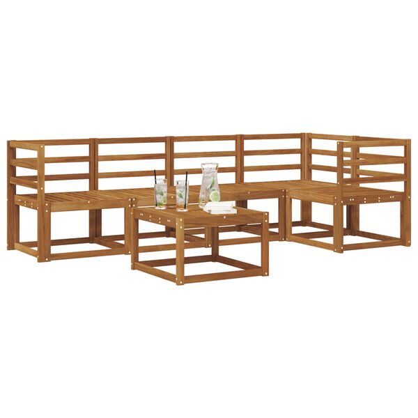 vidaXL Outdoor-Sofagarnitur mit Kissen 6 pcs Nat&uuml;rlich und Hellgrau