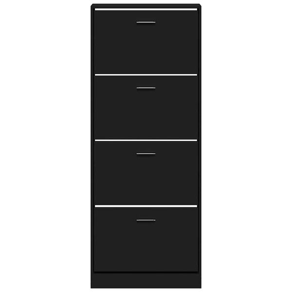 vidaXL Schuhschrank Schwarz 59x17x150 cm Holzwerkstoff