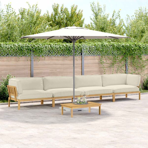 vidaXL Sofa Set mit Kissen Uni 5 pcs Creme Massivholz Akazie