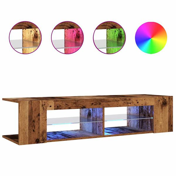 vidaXL TV-Schrank mit LED-Leuchten Altholz-Optik 135x39x30 cm