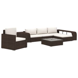 vidaXL 8-tlg. Garten-Lounge-Set mit Auflagen Poly Rattan Braun