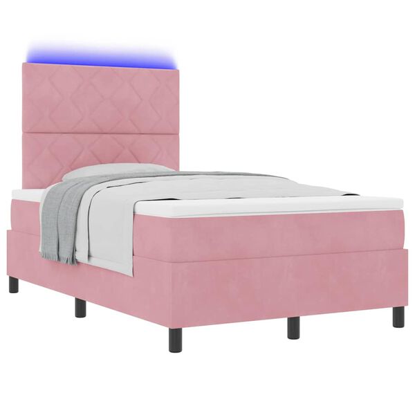 vidaXL Boxspringbett mit Matratze mit Kopfteil Rosa 120 x 190 cm Samt