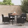 vidaXL 5-tlg. Garten-Essgruppe mit Kissen Schwarz Poly Rattan