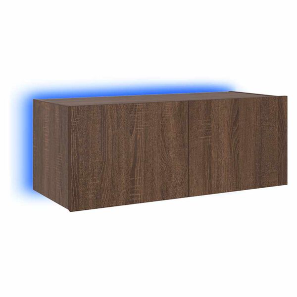 vidaXL TV-Wandschrank mit LED-Leuchten Braun Eichen-Optik 80x35x31 cm