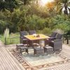 vidaXL 9-tlg. Garten-Essgruppe mit Kissen Poly Rattan Grau