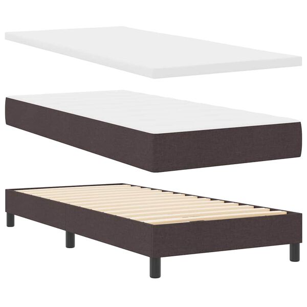 vidaXL Boxspringbett mit Matratze Dunkelbraun 90 x 200 cm Stoff