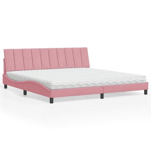 vidaXL Bett mit Matratze "Hanko" Rosa 200x200 cm Samt