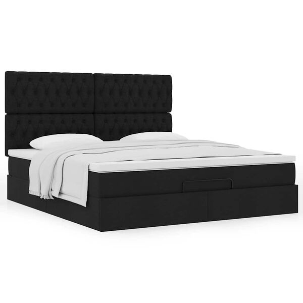 vidaXL Ottoman-Bett mit Matratze Schwarz 160x200 cm Stoff